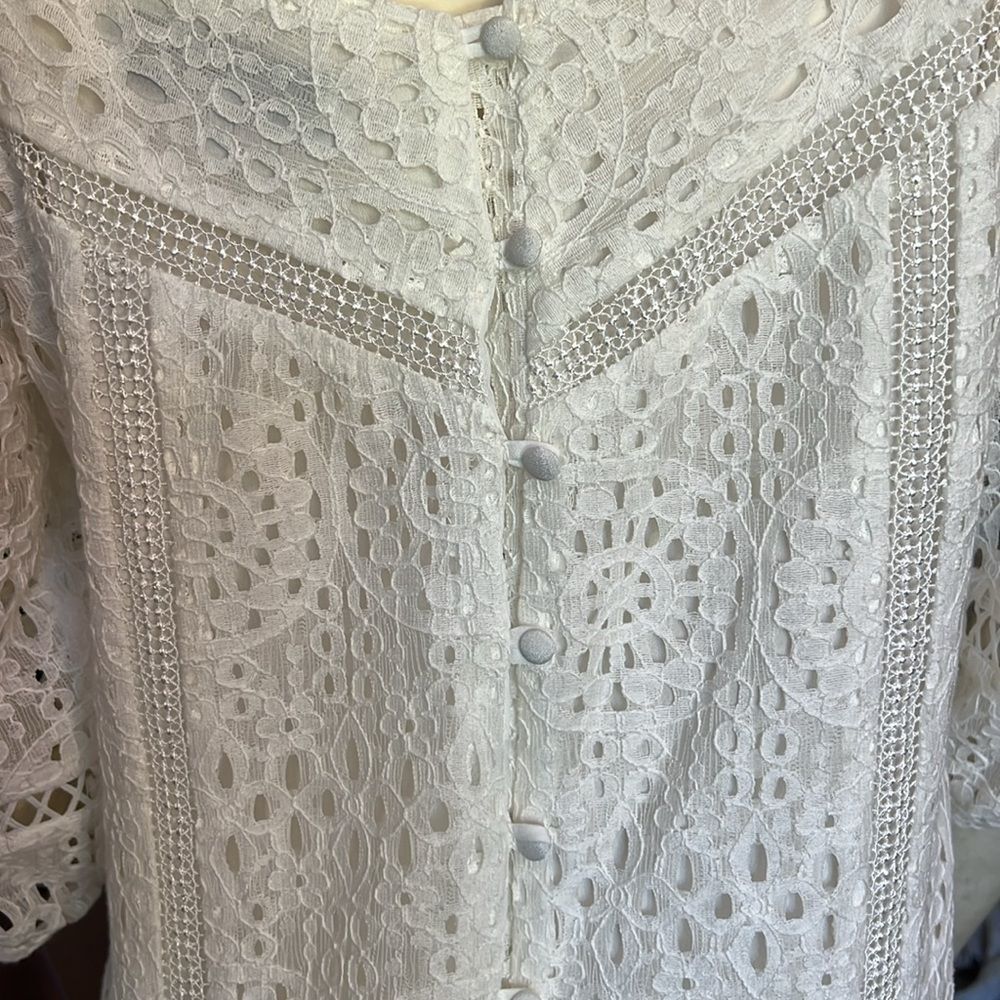 Adelyn Rae White Crocheted Fairy Boho Croquette Dress. Size Medium. - Picture 8 of 9